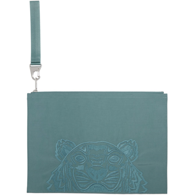 Click to view more detailed imagery on our partner's website Kenzo Blue Large Kampus Canvas Pouch In 62 Glacier