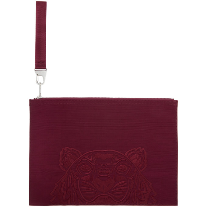 Click to view more detailed imagery on our partner's website Kenzo Burgundy Large Kampus Canvas Pouch In 25 Magenta