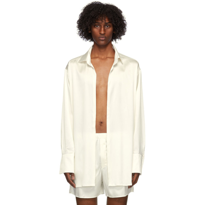 Click to view more detailed imagery on our partner's website Ludovic De Saint Sernin Off-white Silk Go To Shirt In Broken Whit