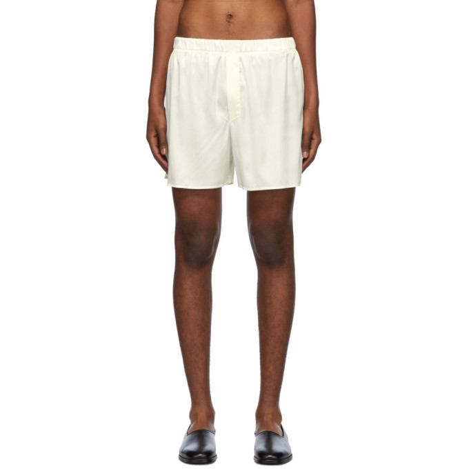 Click to view more detailed imagery on our partner's website Ludovic De Saint Sernin Off-white Silk Boxer Shorts In Broken Whit