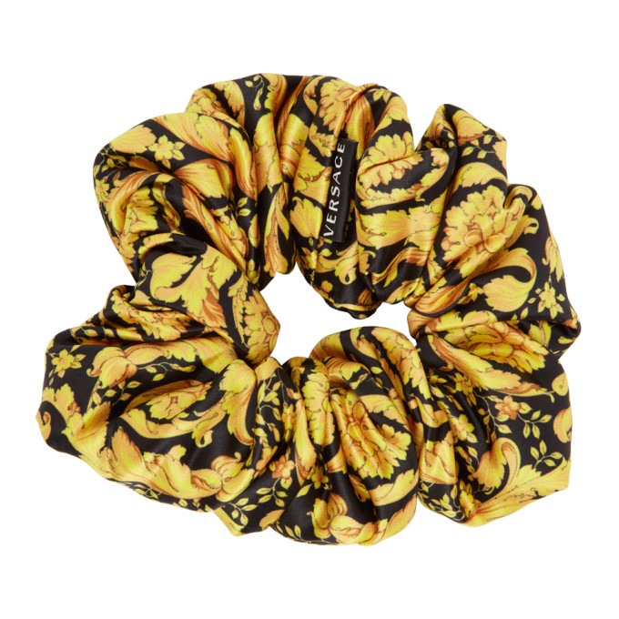 Versace Black and Gold Barocco Scrunchie