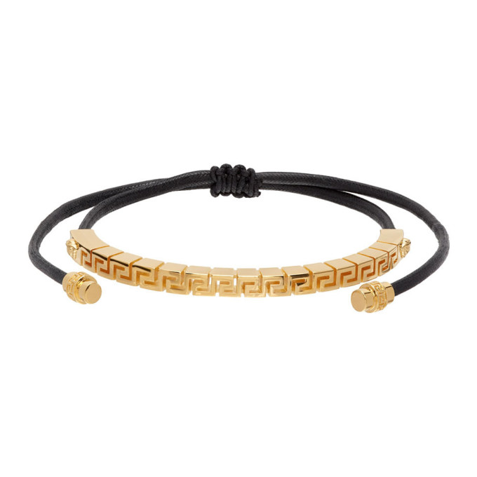 Versace Black and Gold Greek Key Bracelet