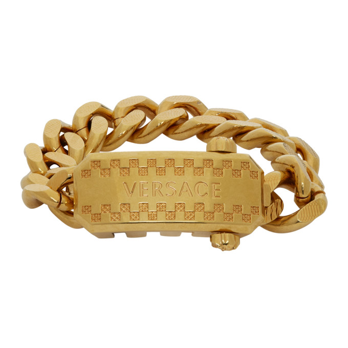 Versace 金色Cuban Link 手链- SSENSE 