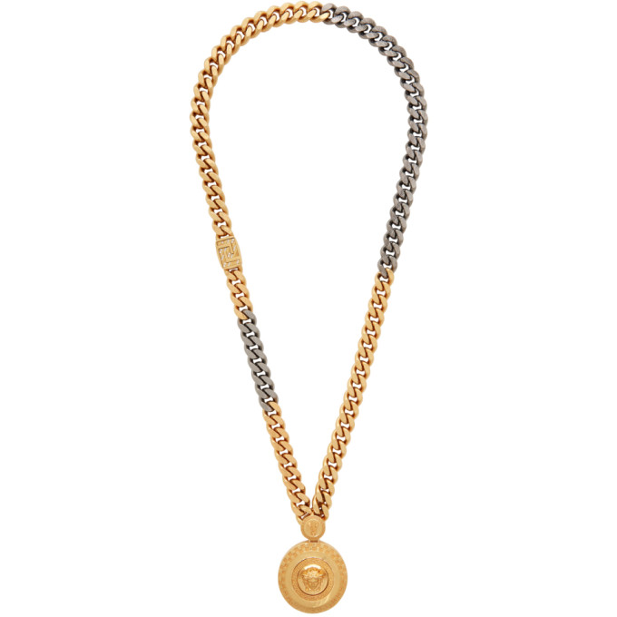 Versace Gold Cuban Link Medusa Necklace 