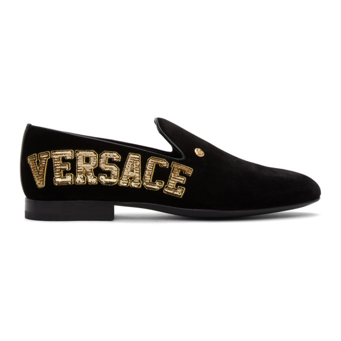 gold versace loafers