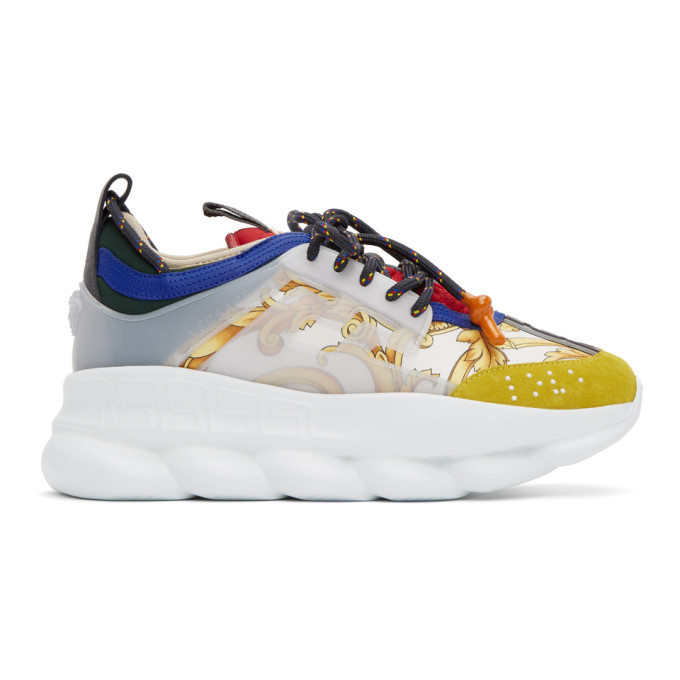 versace black and multicoloured chain reaction sneakers