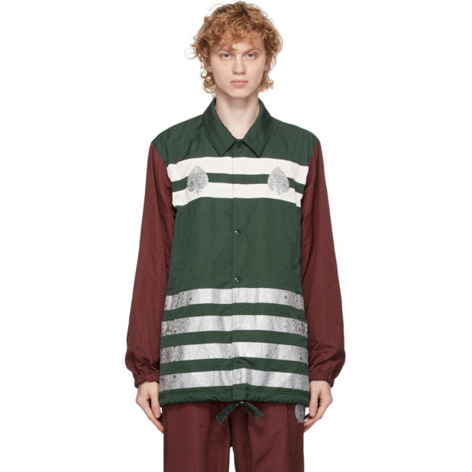 Undercover Undercover Green and Burgundy Graphic Pattern Jacket
