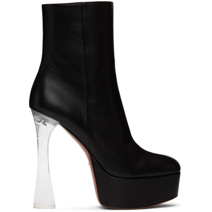 AMINA MUADDI BLACK PLEXI HEEL DUA BOOTS