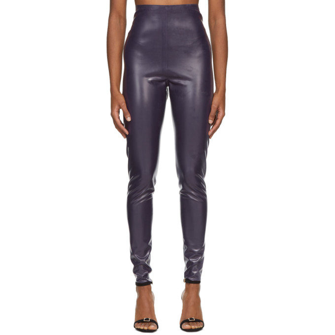 Saint Laurent Purple Latex Leggings