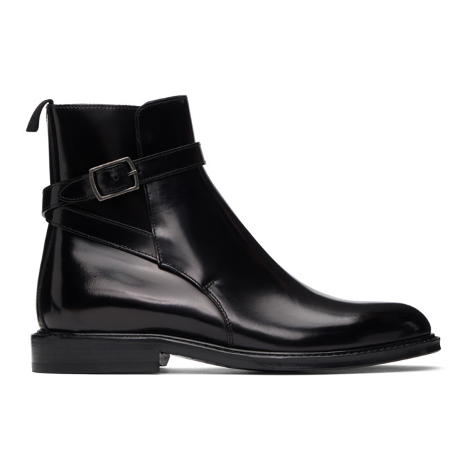 Saint Laurent Black Army Jodhpur Boots