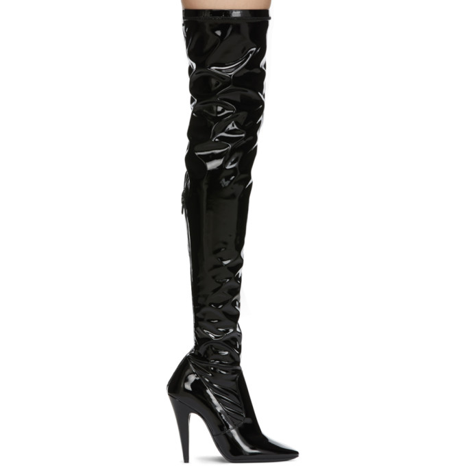 Saint Laurent Black Patent Aylah Tall Boots