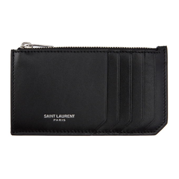 Saint Laurent Black Fragment Zipped Card Holder