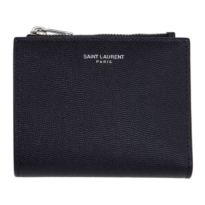 Saint Laurent Navy Zipped Card Holder