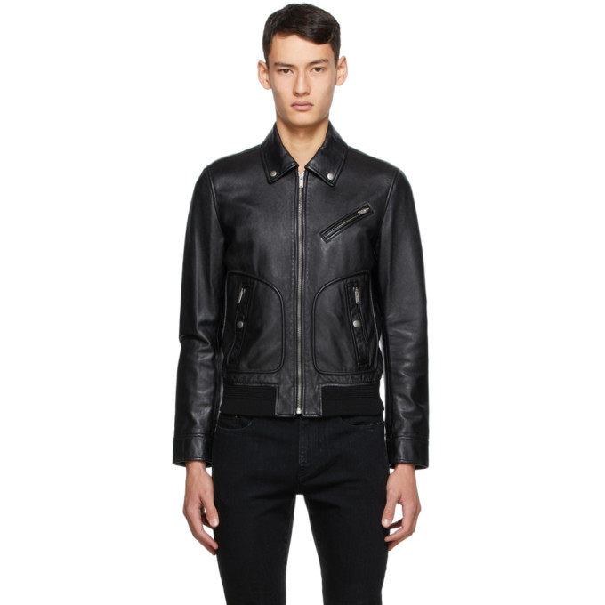 Saint Laurent Black Leather Jacket 202418M18116606