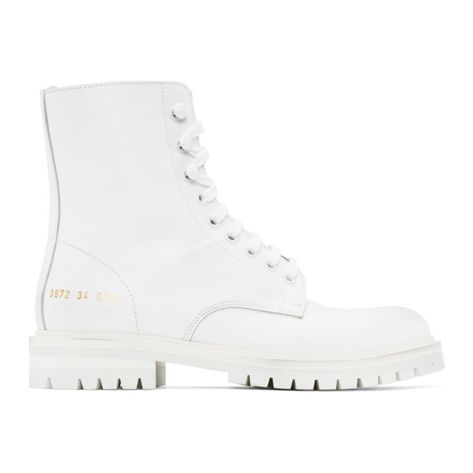 Common Projects White Lug Sole Combat Boots