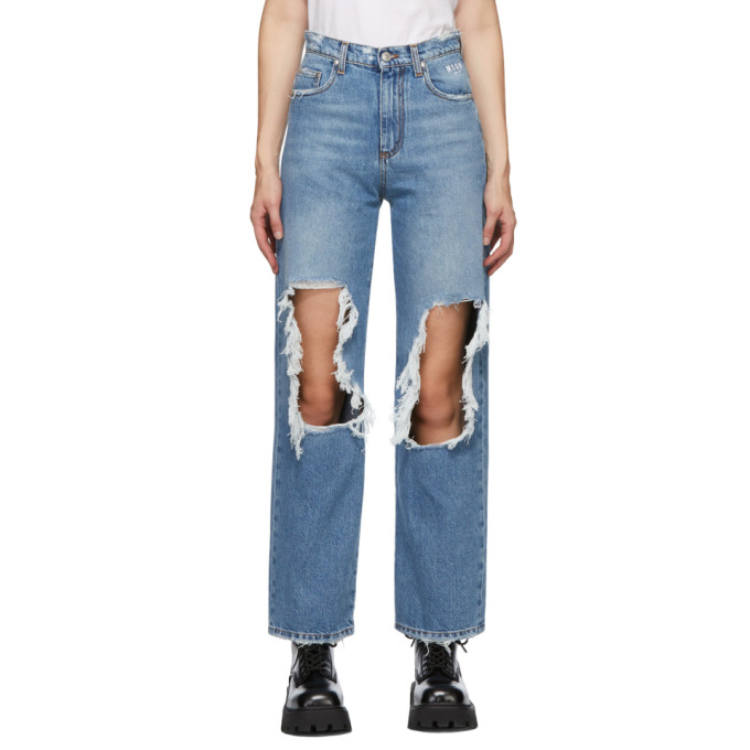 MSGM Blue Torn Jeans