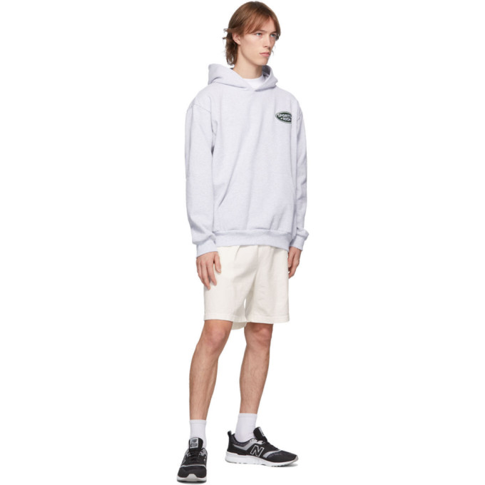 SPORTY AND RICH GREY LAND ROVER EDITION LOGO PATCH HOODIE