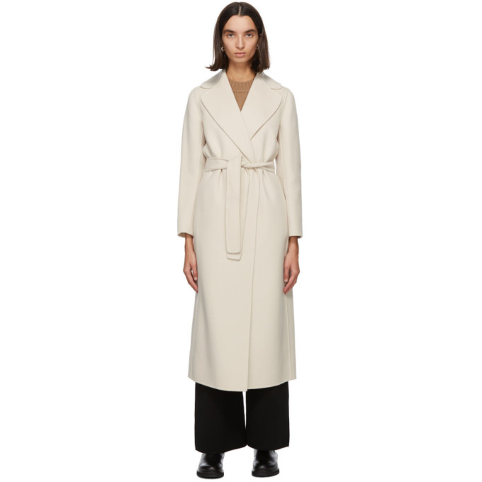 MAX MARA OFF-WHITE WOOL POLDO WRAP COAT