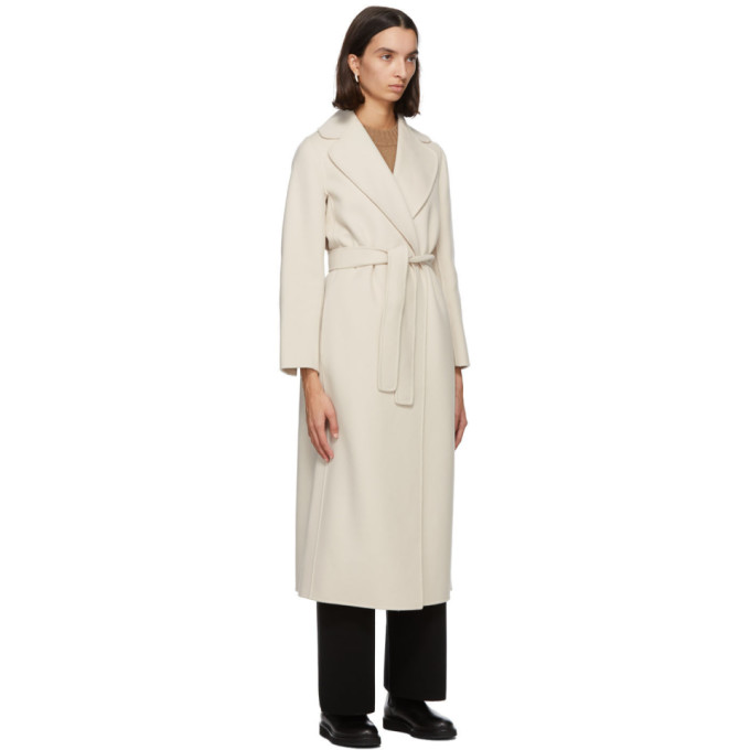 MAX MARA OFF-WHITE WOOL POLDO WRAP COAT