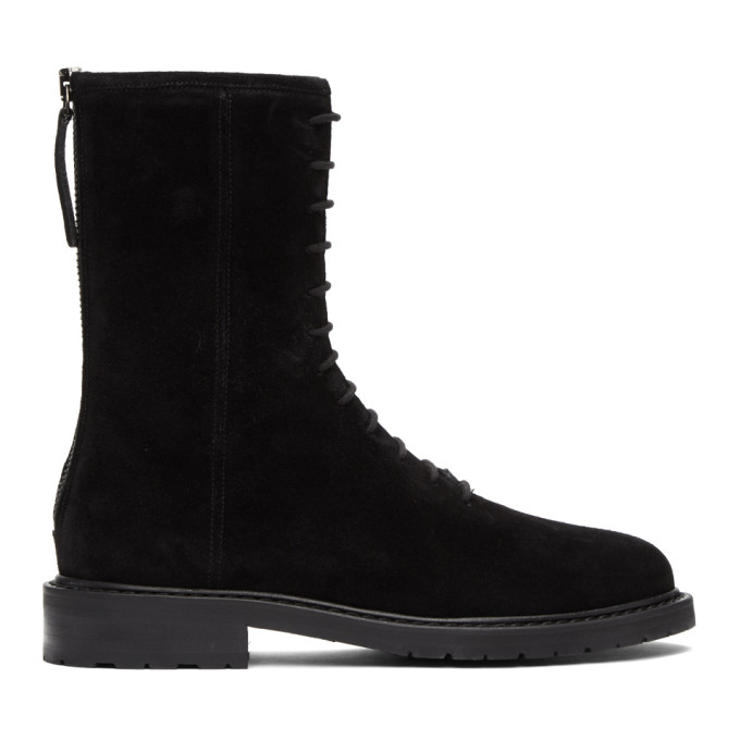 black suede military boots