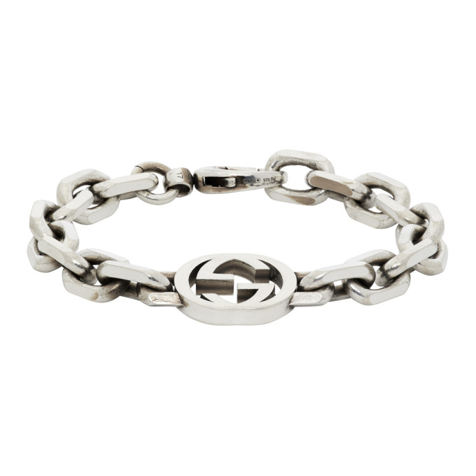 Click to view more detailed imagery on our partner's website Gucci Silver Interlocking G Bracelet In 0728 Silver