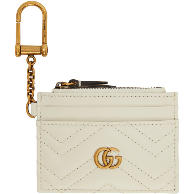 Gucci White Gg Marmont Card Holder In 9022 White