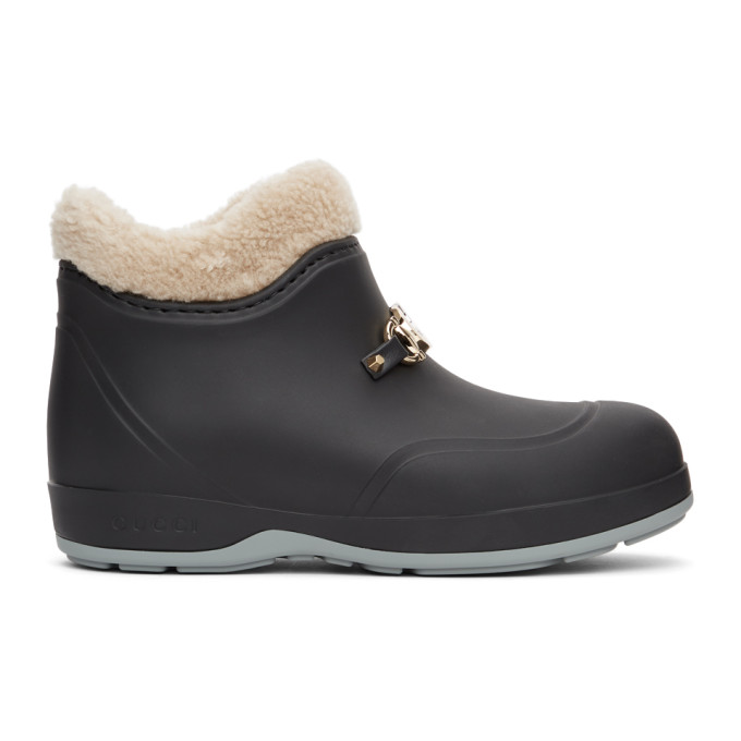 Click to view more detailed imagery on our partner's website Gucci Horsebit Rubber Ankle Boots In Black In 1068 Black