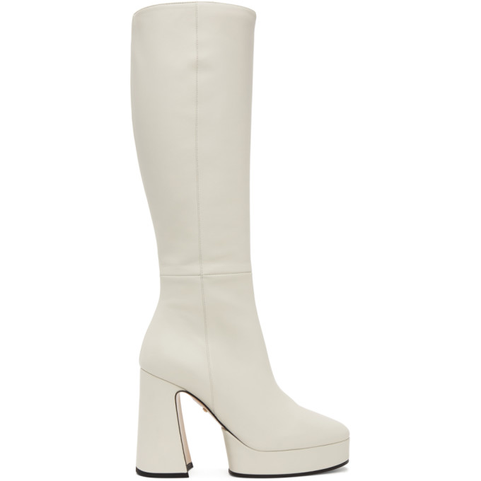 GUCCI WHITE LEATHER KNEE-HIGH BOOTS