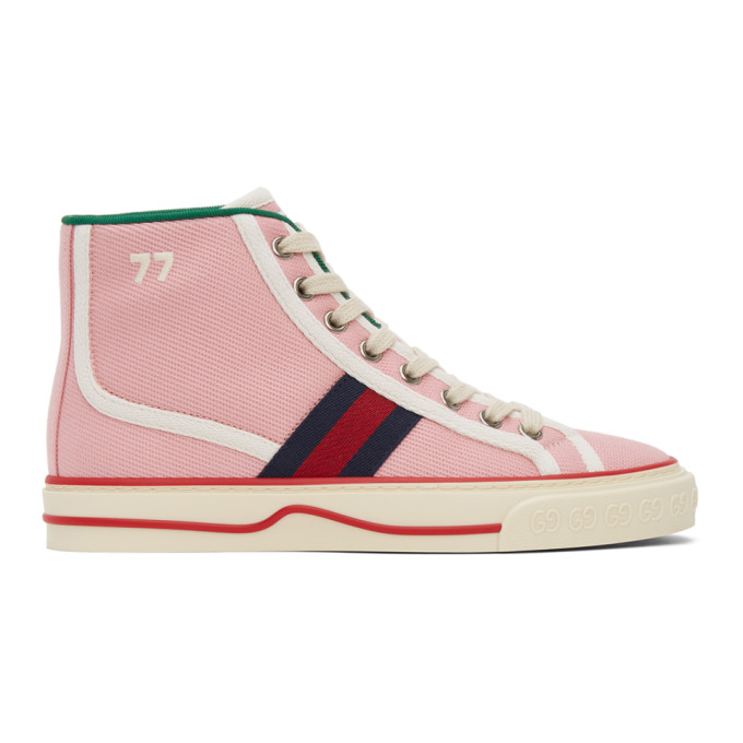 GUCCI PINK 'TENNIS 1977' HIGH-TOP SNEAKERS