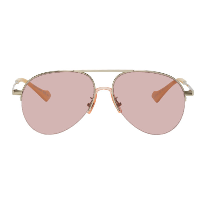 gucci silver tone aviator sunglasses