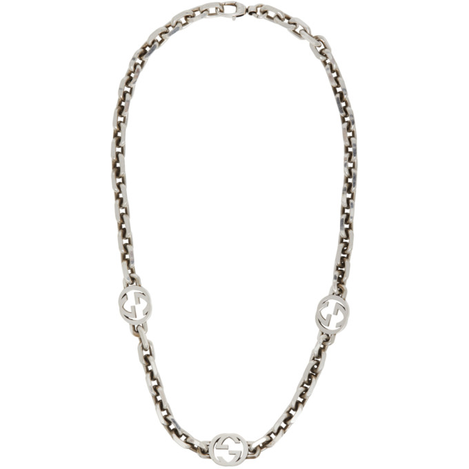 interlocking g necklace in silver