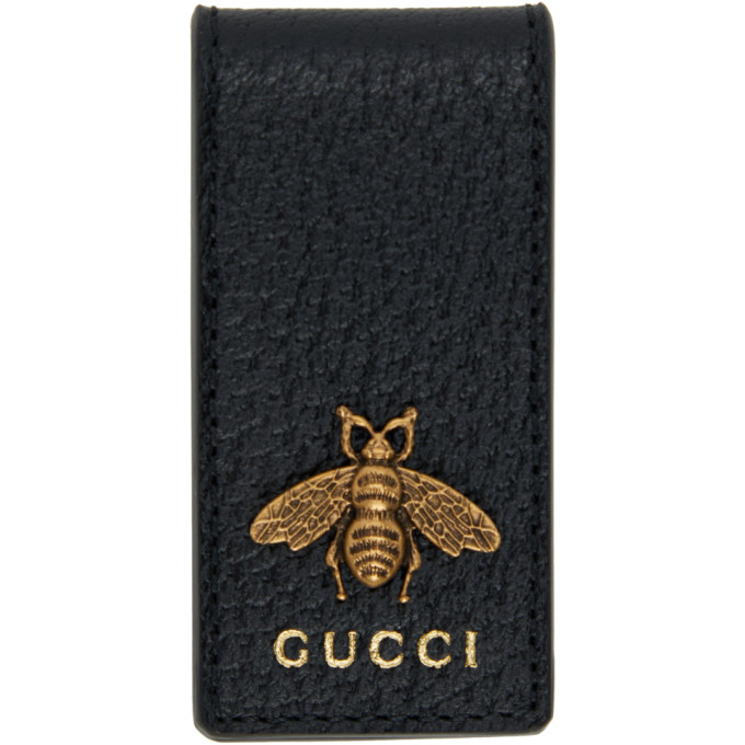 Gucci Black Leather Bee Money Clip от 