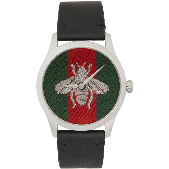 Gucci Black G-Timeless Web Bee Watch