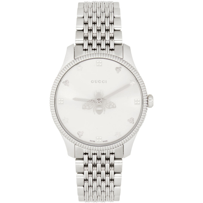 Gucci Silver G-Timeless Bee Watch