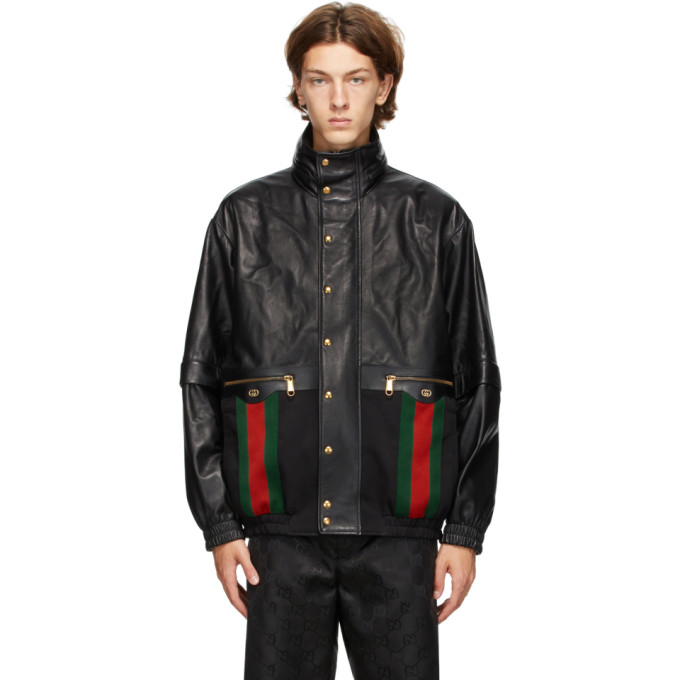 Gucci Black Mix Leather Jacket 202451M18115203