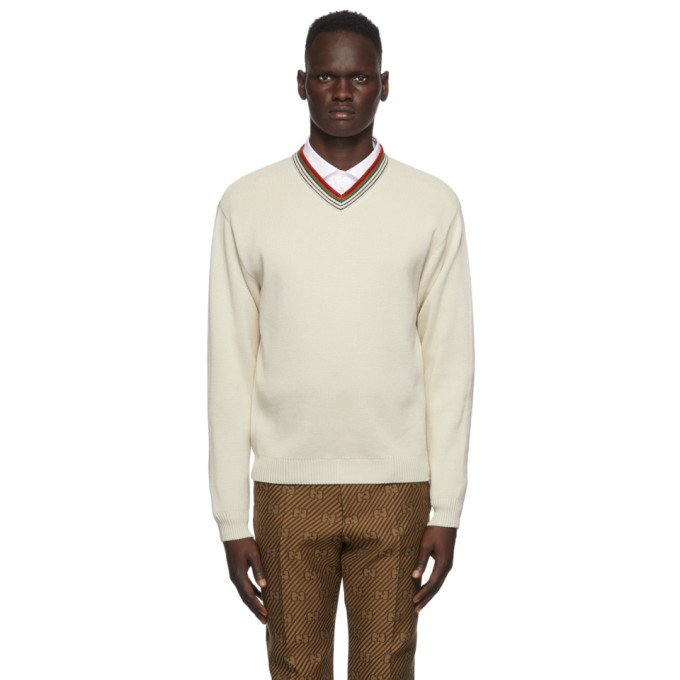 gucci red and white striped sweater