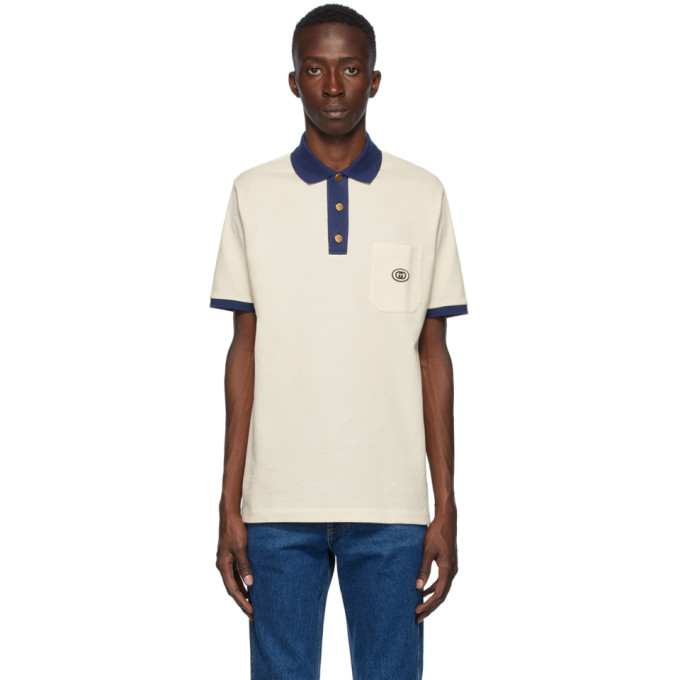 Gucci Off-White Cotton Interlocking G Patch Polo