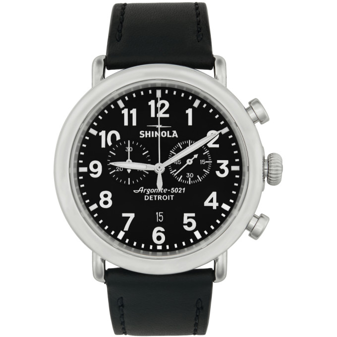 Shinola Silver and Black The Runwell Chrono 47mm Watch