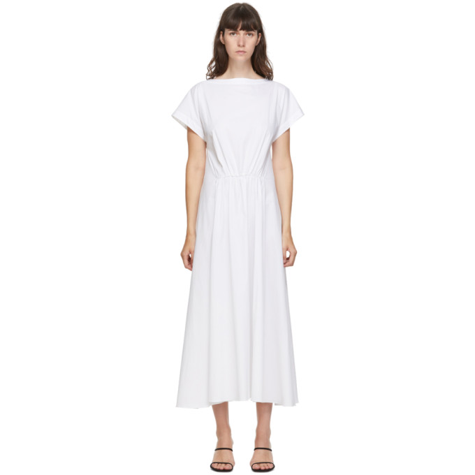 Esse Studios SSENSE Exclusive White Gathered Mid-Length Dress