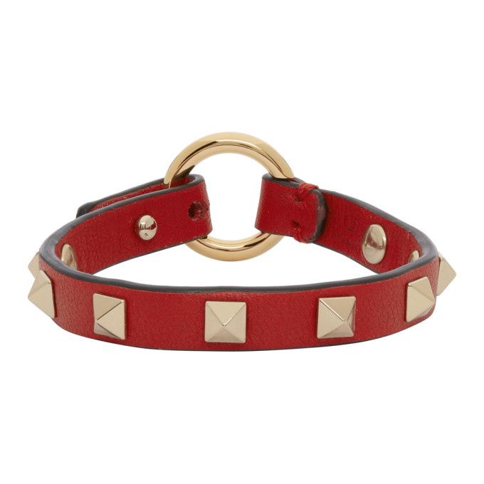 Valentino Garavani Red  Rockstud Bracelet In Ju5 Redpur