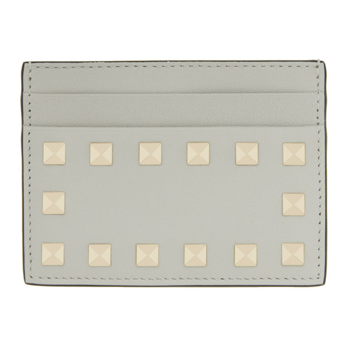 Click to view more detailed imagery on our partner's website Valentino Garavani Valentino Green Rockstud Grainy Card Holder In Ml8 Opalgre