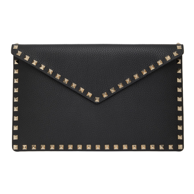 Valentino Black Valentino Garavani Large Rockstud Flat Pouch