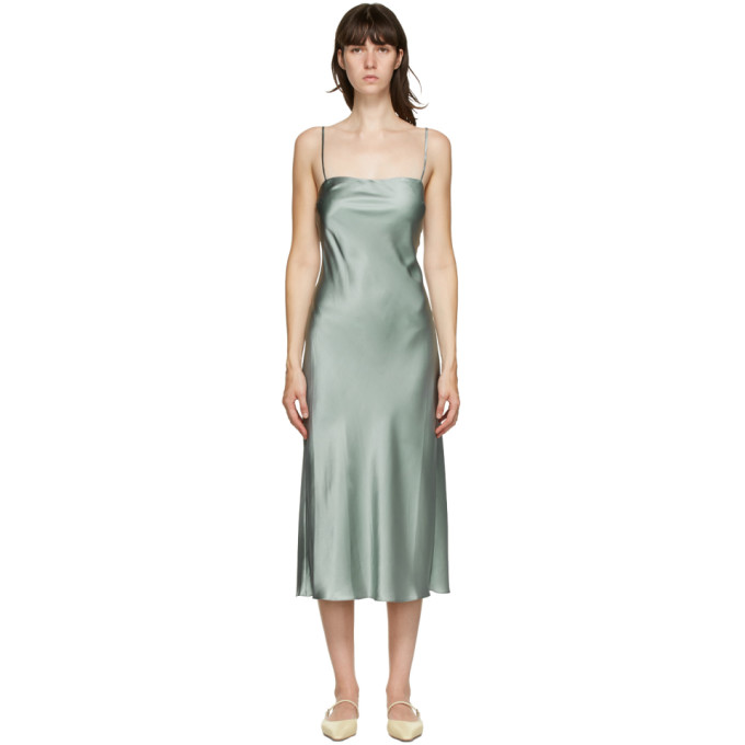 LE KASHA LE KASHA GREEN SILK HOTAN MID-LENGTH DRESS