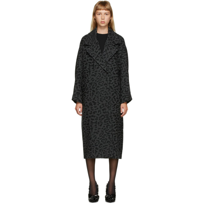 Valentino Grey Wool Tweed Animalier Coat