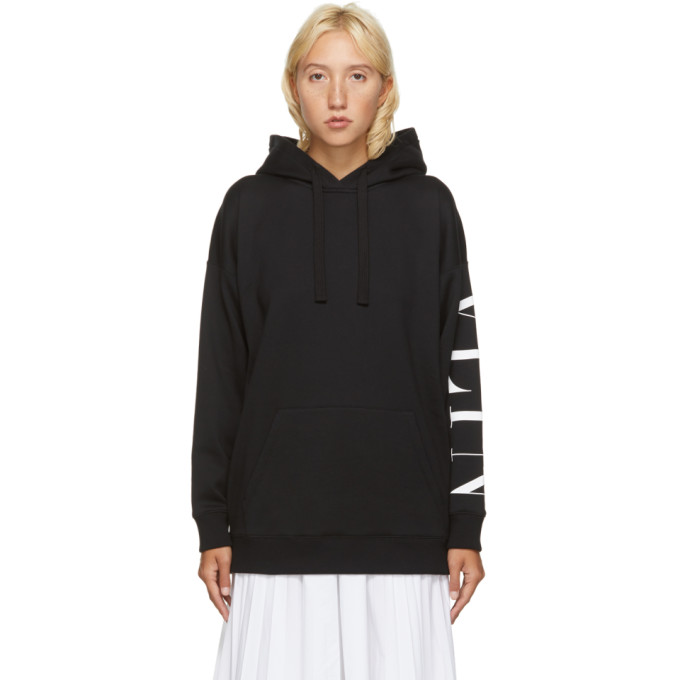 Click to view more detailed imagery on our partner's website Valentino Logo Cotton Hoodie In 0ni Nero/bi