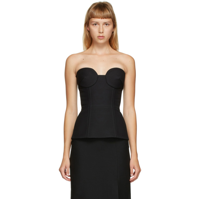 Valentino Black Wool and Silk Crepe Bustier