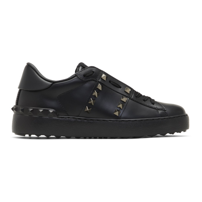 Valentino Garavani Rockstud Untitled Noir Calfskin Leather Sneaker In ...