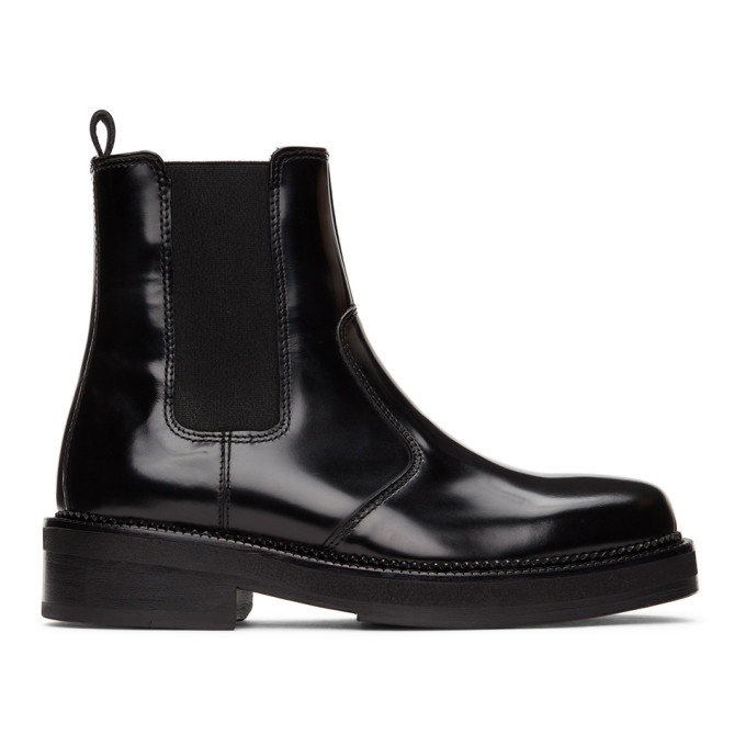 AMI Alexandre Mattiussi Black Spazzolato Chelsea Boots