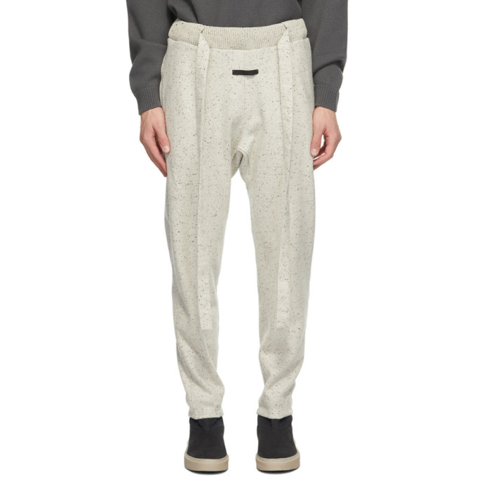 ERMENEGILDO ZEGNA X FEAR OF GOD FEAR OF GOD ERMENEGILDO ZEGNA OFF-WHITE WOOL INTEGRATED BELT LOUNGE PANTS