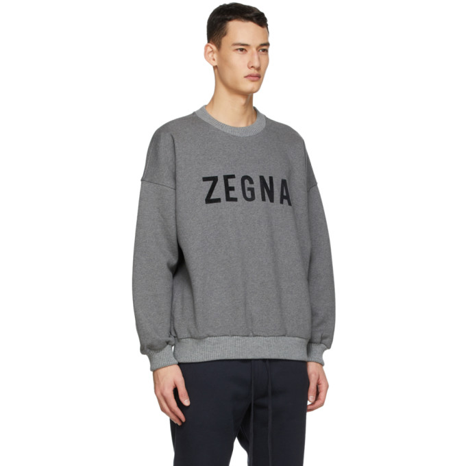 ERMENEGILDO ZEGNA X FEAR OF GOD FEAR OF GOD ERMENEGILDO ZEGNA GREY OVERSIZED LOGO SWEATSHIRT